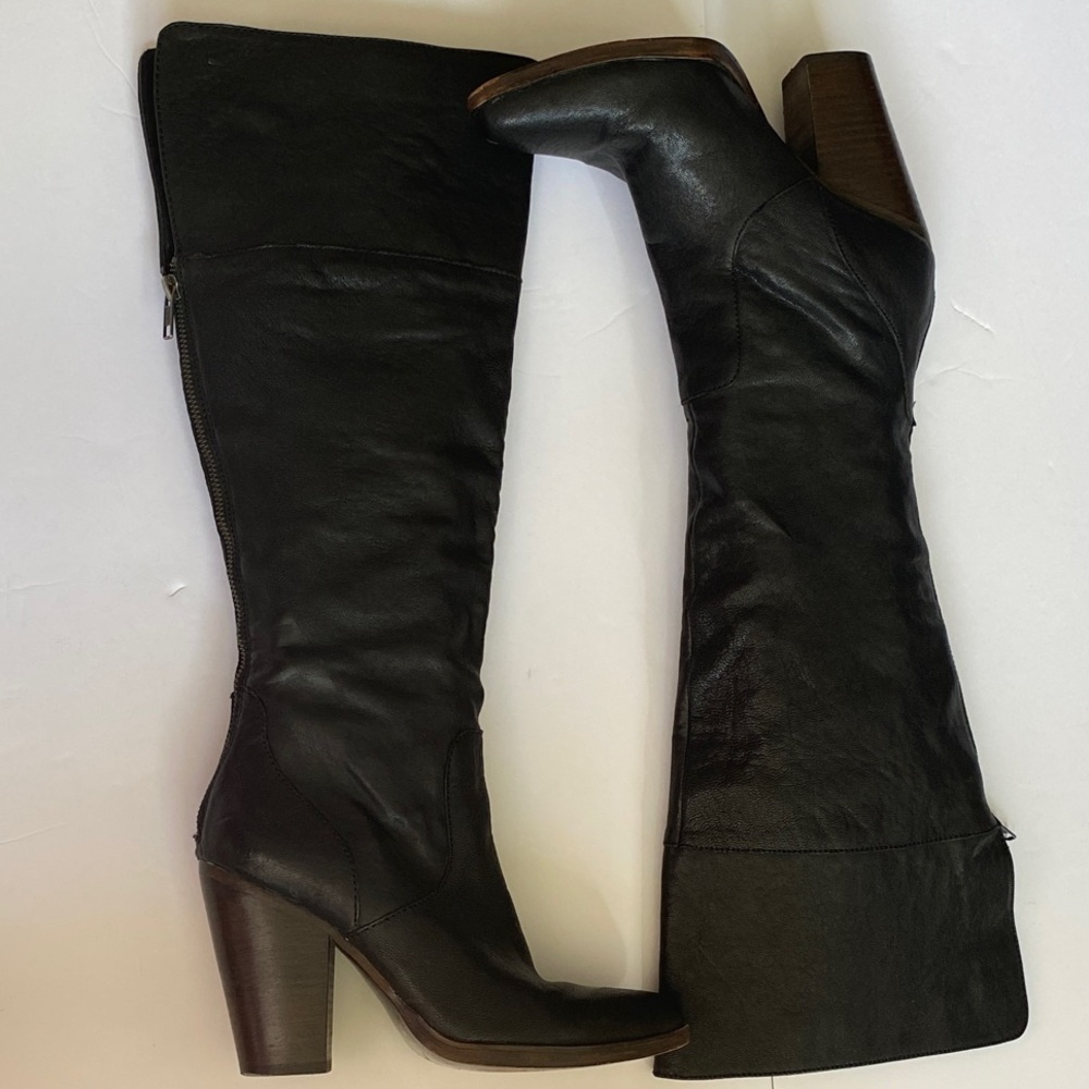 Leather Steve Madden Black Knee High Heeled Boots Women’s 8 - Picture 9 of 11
